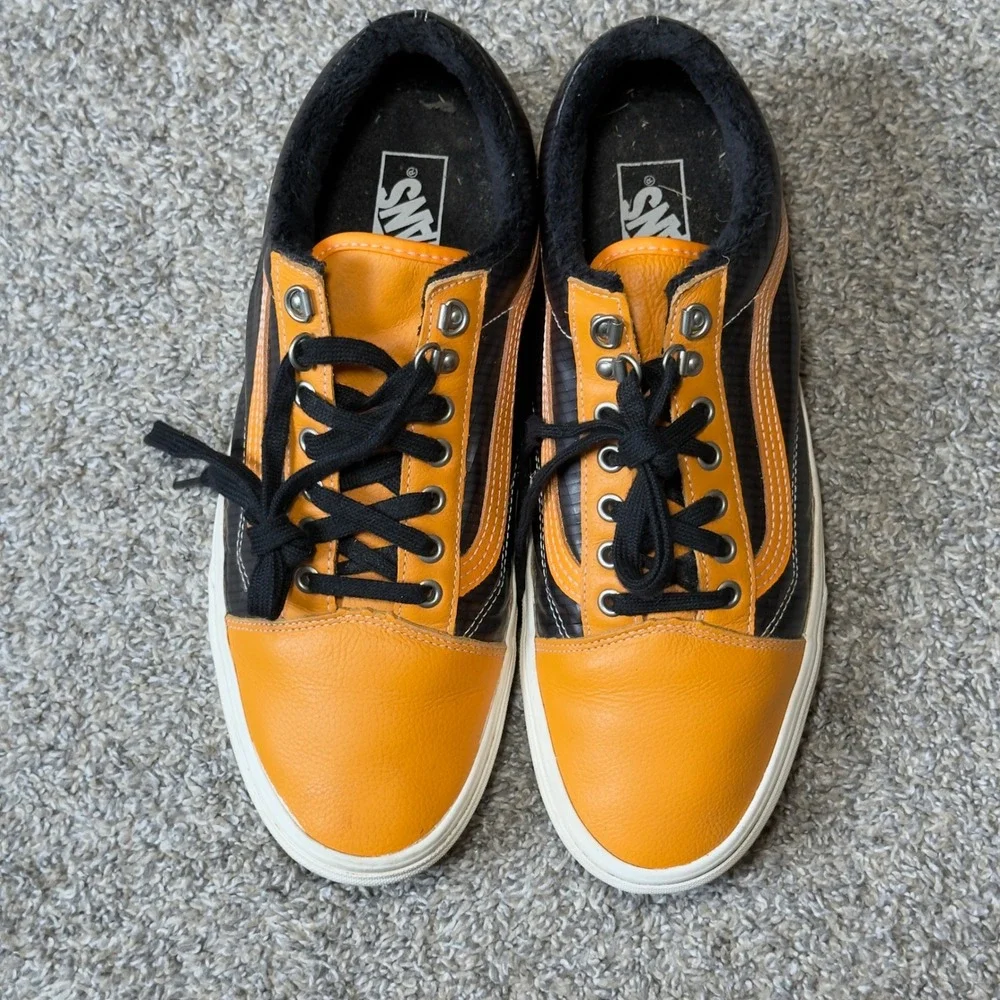 Vans Old Skool MTE Pumpkin Orange Black Leather Ripstop Sneakers Mens 11.5